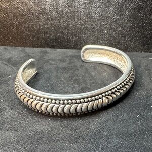 Silver Textured Cuff Bracelet